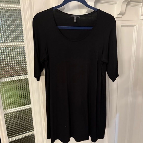 Eileen Fisher Fine Jersey Knit Top Scoop Neck 3/4 Sleeve Womens Black Size M - Picture 3 of 9